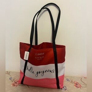 BRAND NEW Clinique x Kate Spade Hello Gorgeous Fabric Tote Bag & Cosmetic Bag